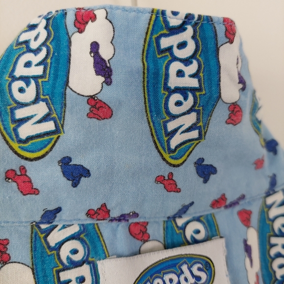 Vintage Nerds Candy Novelty Print Button Front Pajama Shirt, M - Picture 6 of 13